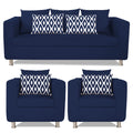 Adorn India Poland 3-1-1 Five Seater Sofa Set (Blue)