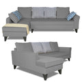 Adorn India Maddox Stripes L Shape 6 Seater Sofa Set LHS (Grey) (3 Year Warranty)