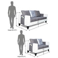 Adorn India Ashley Digitel Print Leatherette Fabric 3-2 Five Seater Sofa Set (Grey & White) (3 Year Warranty)
