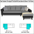 Adorn India Maddox Plain Two Tone L Shape 6 Seater Sofa Set RHS (Grey & Black) (3 Year Warranty)