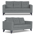Adorn India Hallton Tufted 3-2-1 Six Seater Sofa Set (Grey) (3 Year Warranty)