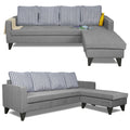 Adorn India Chandler Stripes L Shape 5 Seater Sofa Set RHS (Grey) (3 Year Warranty)
