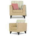 Adorn India Lawson Stripes 3+1+1 5 Seater Sofa Set with Centre Table (Beige)
