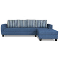 Raiden Stripes L Shape 6 Seater Sofa Set with Center Table (Right Hand Side) (Blue)