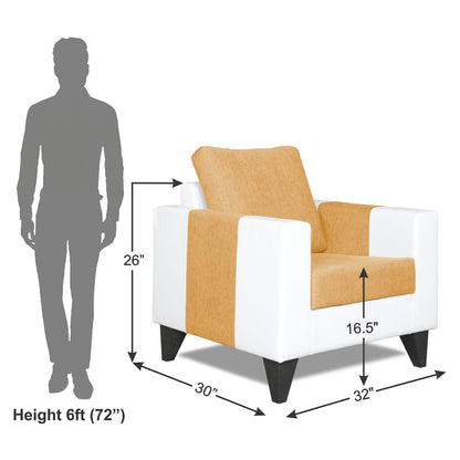 Adorn India Ashley Plain Leatherette Fabric 1 Seater Sofa (Beige & White)