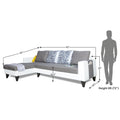 Adorn India Ashley Leatherette Fabric L Shape 6 Seater Sofa Set Digitel Print (Left Hand Side) (Grey & White) (3 Year Warranty)