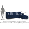 Zink Straight line L Shape 6 Seater Sofa Rhombus Cushion(Blue)
