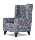 Adorn India Christopher 1 Seater Wing Chair Floral Print with Puffy (Grey)