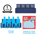 Adorn India Easy 4-Person Sofa Cum Bed (Rhombus Pattern) Chennile Fabric- Washable Cover- Including 4 Cushion- Size 6' X 6' Ft (Blue Color) Perfect for Home & Office for Guests
