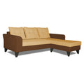 Adorn India Maddox L Shape 4 Seater Sofa Set Tufted Two Tone RHS (Brown & Beige) (3 Year Warranty)