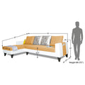 Adorn India Ashley Leatherette Fabric L Shape 6 Seater Sofa Set Digitel Print (Left Hand Side) (Beige & White) (3 Year Warranty)
