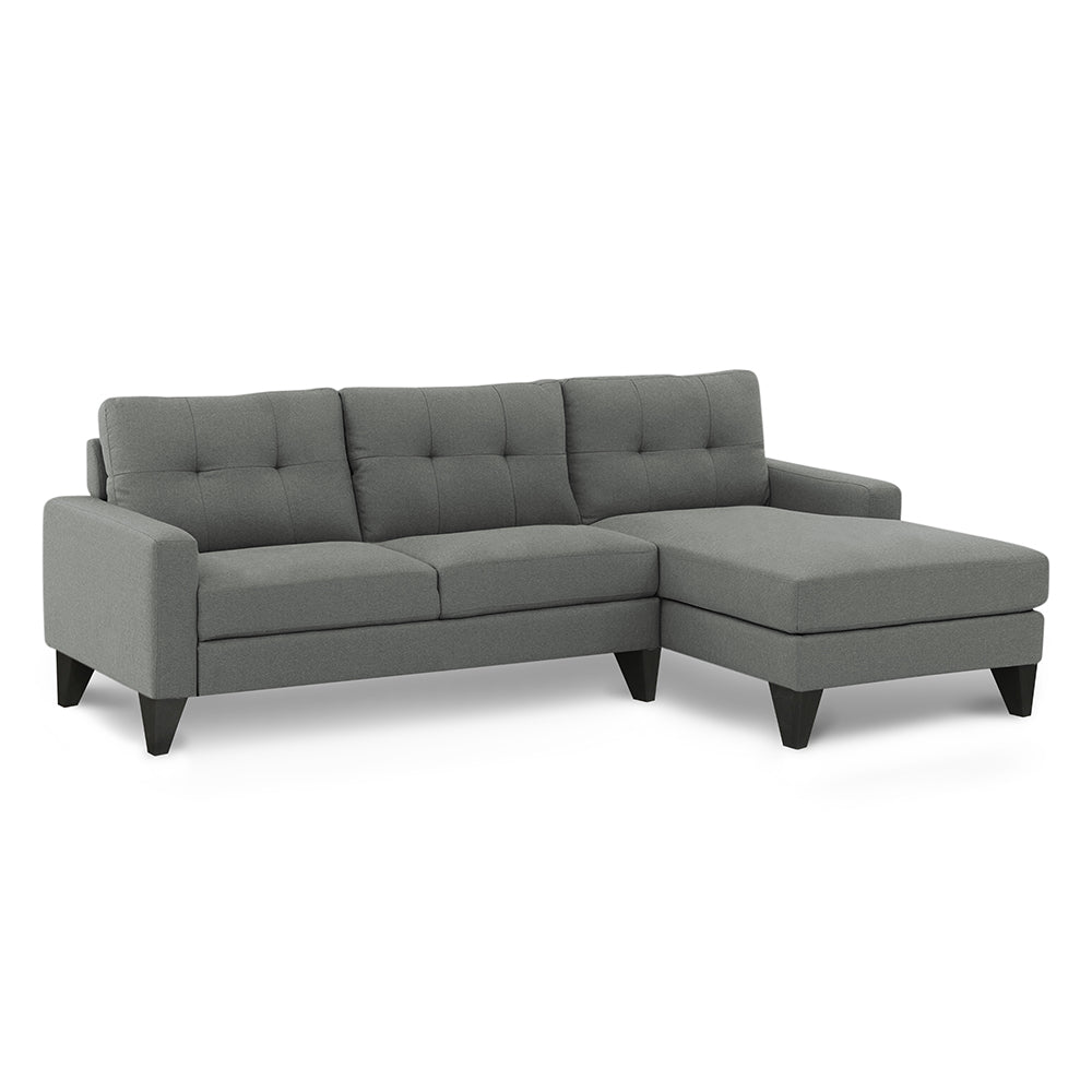 Adorn India Midas L Shape 6 Seater Sofa Set Right Hand Side (Grey)