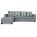 Raiden Stripes L Shape 6 Seater Sofa Set with Center Table (Left Hand Side) (Grey)