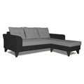 Adorn India Maddox Tufted L Shape 4 Seater Sofa Set RHS (Grey & Black) (3 Year Warranty)