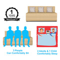 Adorn India Easy 3 Seater Sofa Cum Bed (Rhombus Pattern) Chennile Fabric - Washable Cover - Including 3 Cushion - Size 5' x 6' Ft (Beige Color) Perfect for Home & Office for Guests