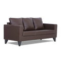 Adorn India Straight line Plus Leatherette 3 Seater Sofa (Brown) (3 Year Warranty)