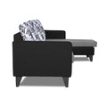 Adorn India Hallton L Shape 4 Seater Sofa Set Digital Print (Black & Grey) (3 Year Warranty)