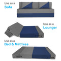 Adorn India Foam Easy Desmond 4 Seater Sofa Cum Bed 6 X 6 (Blue & Grey) (1 Year Warranty)