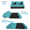 Adorn India Easy Desmond 2 Seater Sofa Cum Bed 4 x 6 (Aqua Blue & Black) (1 Year Warranty)
