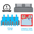 Adorn India Easy Alyn Plus Stripes 4 Seater Sofa Cum Bed (6x6, Grey) (Wood) 4-Person Sofa