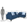 Adorn India Bryson L Shape 6 Seater Sofa Set Digitel Print (Right Hand Side) (Blue) (3 Year Warranty)