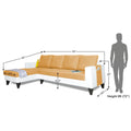Adorn India Ashley Leatherette Fabric L Shape 6 Seater Sofa Set Plain (Left Hand Side) (Beige & White) (3 Year Warranty)