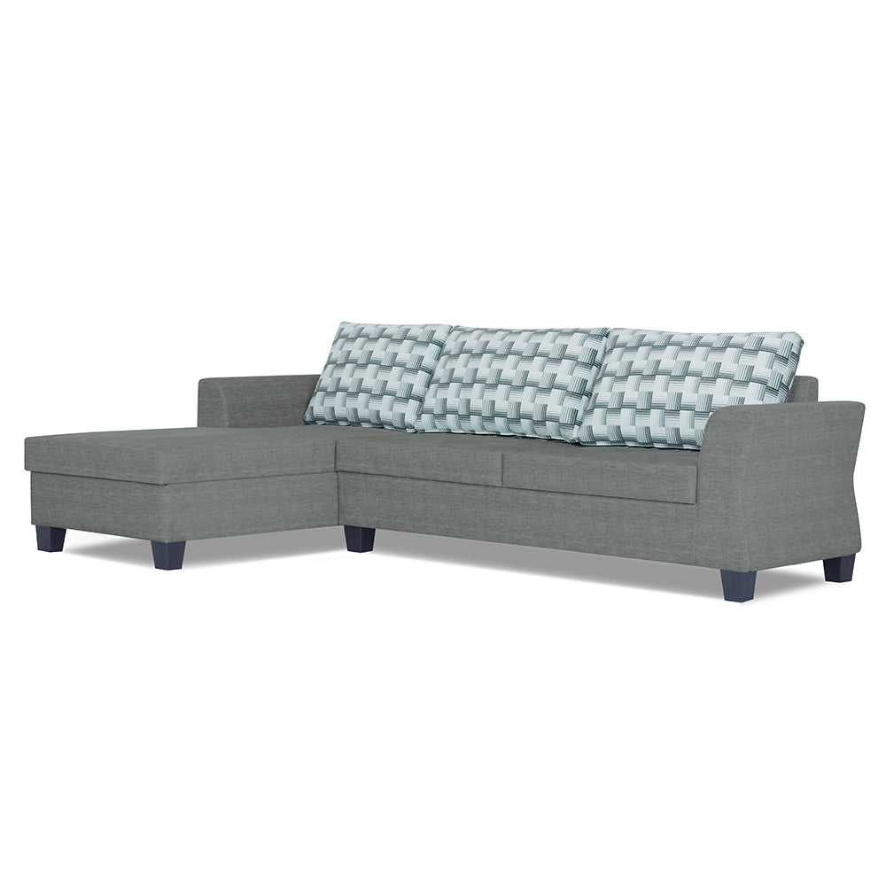 Adorn India Alexia Plus Bricks L Shape 6 Seater Sofa Set (Left Hand Side) (Grey)