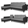 Adorn India Maddox Plain Two Tone L Shape 6 Seater Sofa Set LHS (Grey & Black) (3 Year Warranty)