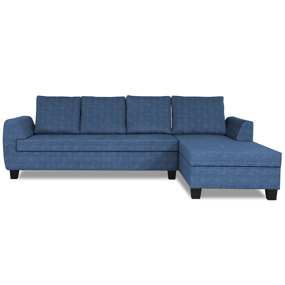 Adorn India Raiden Decent Premium L Shape 6 Seater Sofa Set with Center Table (Right Hand Side) (Blue)