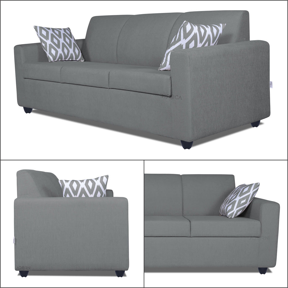 Adorn India Monteno Six Seater 3+2+1 Sofa Set (Grey)