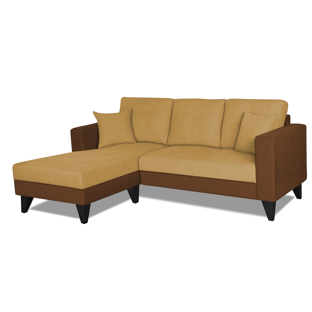 Adorn India Martin L Shape 4 Seater Sofa Set Two Tone (Left Hand Side) (Brown & Beige)