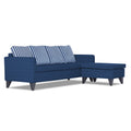 Adorn India Abington Stripes L Shape 5 Seater Sofa Set RHS (Blue) (3 Year Warranty)