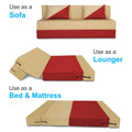 Adorn India Easy Desmond 4 Seater Sofa Cum Bed 6 x 6 (Red & Beige) (1 Year Warranty)