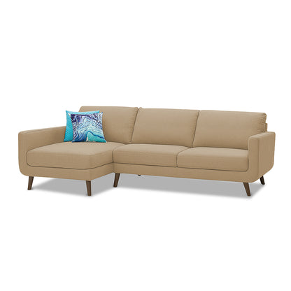 Adorn India Damian L Shape 6 Seater Sofa Set Left Hand Side (Beige)