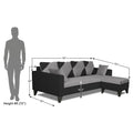 Adorn India Denver L Shape 5 Seater Sofa Set RHS (Grey & Black) (3 Year Warranty)