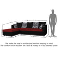 Zink Straight line L Shape 5 Seater Sofa Rhombus Cushion (Left Side Handle)(Red & Black)