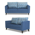 Adorn India Cortina Damask 3+2+1 6 Seater Sofa Set with Centre Table (Blue) Modern