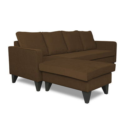 Adorn India Chandler Plain L Shape 5 Seater Sofa Set LHS (Brown) (3 Year Warranty)