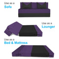 Adorn India Easy Boom 3 Seater Sofa Cum Bed 5 x 6 (Purple & Black) (1 Year Warranty)