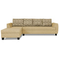 Raiden Damask L Shape 6 Seater Sofa Set with Center Table (Left Hand Side) (Beige)