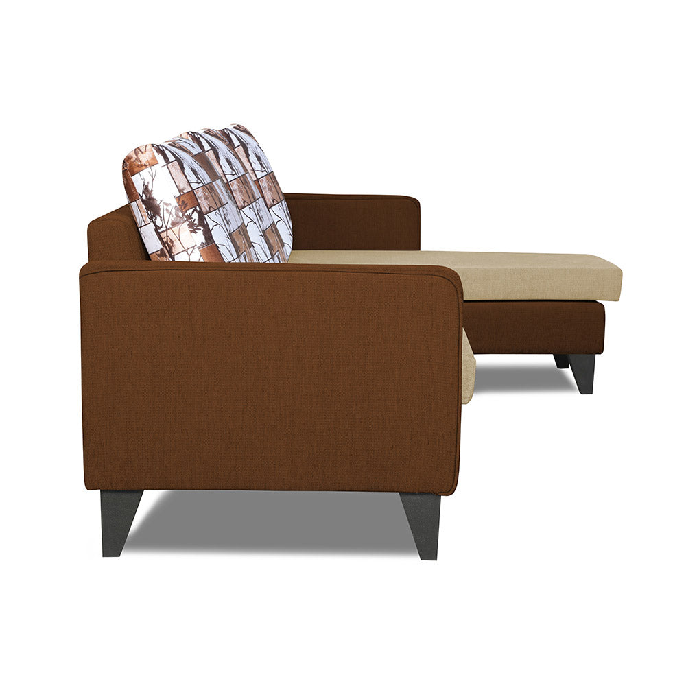 Adorn India Hallton L Shape 4 Seater Sofa Set Digital Print (Brown & Beige)