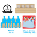 Adorn India Easy 4 Seater Sofa Cum Bed (Rhombus Pattern) Chennile Fabric - Washable Cover - Including 4 Cushion - Size 6' x 6' Ft (Beige Color) Perfect for Home & Office for Guests