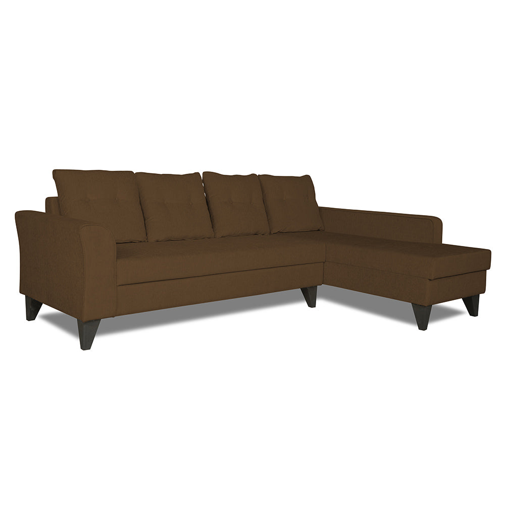 Adorn India Maddox Tufted L Shape 6 Seater Sofa Set (Right Hand Side) (Brown)