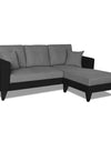Adorn India Martin L Shape 4 Seater Sofa Set Two Tone (Right Hand Side) (Grey & Black)