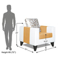 Adorn India Ashley Digitel Print Leatherette Fabric 1 Seater Sofa (Beige & White) (3 Year Warranty)