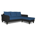 Adorn India Maddox L Shape 4 Seater Sofa Set Tufted Two Tone RHS (Blue & Black) (3 Year Warranty)