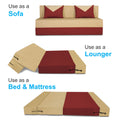 Adorn India Easy Boom 3 Seater Sofa Cum Bed 5 x 6 (Maroon & Beige) (1 Year Warranty)