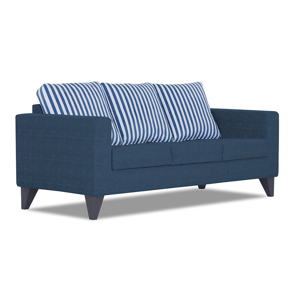 Adorn India Straight Line Plus Stripes 3 Seater Sofa (Blue)