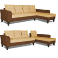 Adorn India Maddox Tufted L Shape 6 Seater Sofa Set RHS (Brown & Beige) (3 Year Warranty)