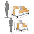 Adorn India Ashley Digitel Print Leatherette Fabric 3-1-1 Five Seater Sofa Set (Beige & White) (3 Year Warranty)